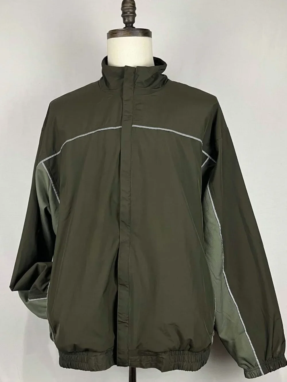 GUC Roundtree & Yorke Sport Mens Olive Green Full Zip Track Jacket Size XL
